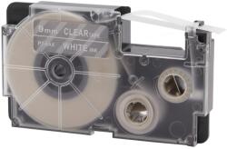 Compatibil Casio XR-9AX, 9mm x 8m text alb / fundal transparent, banda compatibila (XR-9AX)
