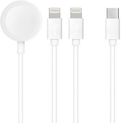 Kábel: C3168 3in1 - (TYPE-C / Lightning, Lightning, Apple Watch) fehér kábel, 2A