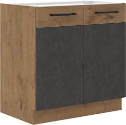 TEMPO KONDELA Alsószekrény, szürke matt/tölgy lancelot, VEGA 80 D 2F BB