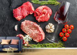 Persona Tapet Premium Canvas - Carne cu rosii usturoi si pahar de vin - tapet-canvas - 170,00 RON