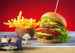 Persona Tapet Premium Canvas - Hamburger dublu cu cartofi - tapet-canvas - 170,00 RON