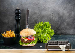 Persona Tapet Premium Canvas - Burger cu salata si cartofi prajiti - tapet-canvas - 170,00 RON