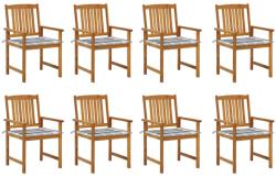 vidaXL 8 db tömör akácfa kerti szék párnákkal (3078180)