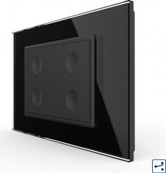 LIVOLO Intrerupator cvadruplu cap scara-cap cruce Livolo touch rama din sticla Negru (vl-fc4s-3bp-12)