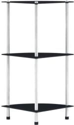 vidaXL Raft cu 3 niveluri, negru, 30 x 30 x 67 cm, sticlă securizată (249519) Biblioteca