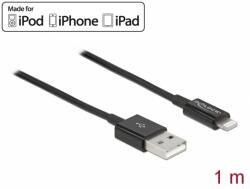 Delock Cablu de date si incarcare USB la Apple Lightning MFI 1m Negru, Delock 83002 (83002)