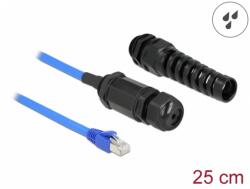 Delock Cablu prelungitor RJ45 Cat. 6 waterproof si protectie indoire 0.25m Bleu, Delock 66809 (66809)