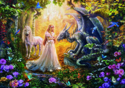 Educa - Puzzle Dragon, Prințesă și Unicorn - 1 500 piese Puzzle