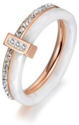 Ékszerkirály Női gyűrű, dupla, nemesacélból, rosegold-fehér, 9-es méret (32899294673_07)