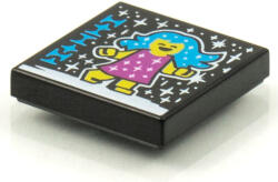 LEGO® 3068bpb1555c11 - LEGO fekete csempe 2 x 2 méretű, táncoló lány mintával (3068bpb1555c11)