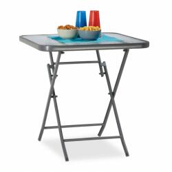 Relax Összecsukható kerti asztal üveglappal kávézó asztal 70x70x70 cm balkon asztal bisztróasztal