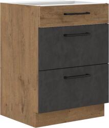 TEMPO KONDELA Alsószekrény, szürke matt/tölgy lancelot, VEGA 60 D 3S BB