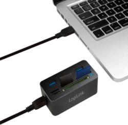 LogiLink Hub USB Logilink CR0042, 3x USB 3.2 gen 1 + Card reader combo, Black (CR0042)