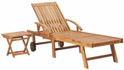 vidaXL Șezlong cu masă, lemn masiv de tec (48017) - comfy