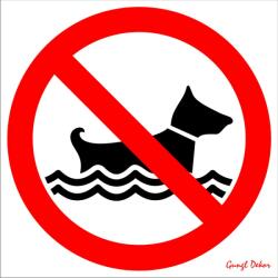  Kutyát fürdetni tilos! piktogramos négyzet alakú tábla matrica