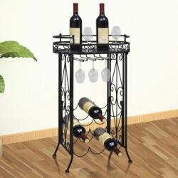VidaXL Suport sticle de vin pentru 9 sticle, cu suport pahar, metal (240940) - izocor