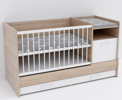 Todi Baby Shop Basic Kombiágy ágyneműtartóval, sonoma tölgy, bordázott (57334)