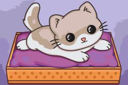  Festés számok szerint - Kiscica lila takarón Méret: 40x60cm, Keretezés: Keret nélkül (csak a vászon)