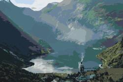 Festés számok szerint - Geirangerfjord, Norvégia Méret: 40x60cm, Keretezés: Keret nélkül (csak a vászon)