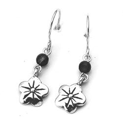 BeSpecial Cercei argint 925 Israel floare cu onix - Be Nature EPO0042 (EPO0042)