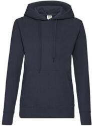 Fruit of the Loom Női Pulóver Kapucnis Hosszú ujjú Fruit of the Loom Classic Hooded Sweat Lady-Fit - L, Mély sötétkék (navy)