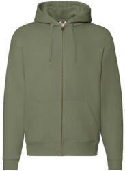 Fruit of the Loom Férfi Pulóver Kapucnis Hosszú ujjú Fruit of the Loom Premium Hooded Zip Sweat - L, Oliva zöld