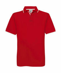 B and C Uniszex rövid ujjú galléros póló B and C Safran Sport Tipped Polo M, Piros/Fehér