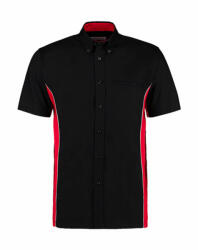 Kustom Kit Férfi rövid ujjú galléros póló Kustom Kit Classic Fit Sportsman Shirt SSL M, Fekete/Piros/Fehér