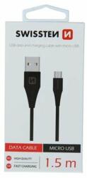 SWISSTEN adatkábel USB/microUSB 1, 5m - fekete (6, 5mm)