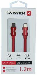 SWISSTEN USB-C/USB-C 1.2m fonott adatkábel - piros