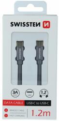 SWISSTEN USB-C/USB-C 1.2m fonott adatkábel - szürke