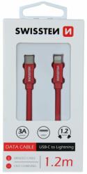 SWISSTEN Adatkábel Swissten USB-C/Lightning 1.2m fonott - piros