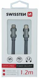 SWISSTEN USB-C/Lightning 1.2m fonott adatkábel - szürke
