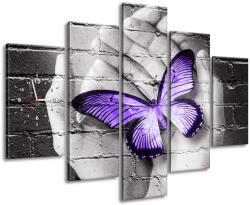 Gario Órás falikép Lila pillangó tenyéren - 5 részes Méret: 150 x 105 cm