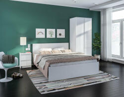 ST-T Set dormitor Medea 160 cm alb si alb lucios - emdesign - 2 299,00 RON