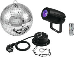 EUROLITE Mirror Ball 20cm with motor + LED PST-5 QCL Spot bk (20000563) - showtechpro