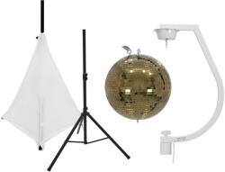 EUROLITE Set Mirror ball 30cm gold with stand and tripod cover white (20000710) - showtechpro