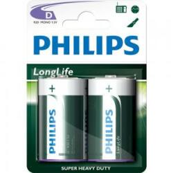 Philips Baterii alcaline Baterie Philips Longlife R20 (D), 2 blistere - R20L2B / 10 (R20L2B/10)