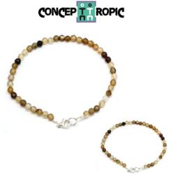 Bratara Agata Sardonix Diametru 58 mm - Zodia Fecioara - Rotund Fatetat - 4x4 mm - 1 Buc