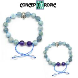  Bratara Larimar cu Acvamarin - Broasca Testoasa din Argint - Rotund - 8 - 9 mm - 1 Buc