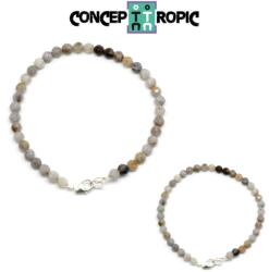  Bratara Agata Frunza Bambus Diametru 58 mm - Zodia Gemeni - Rotunda Fatetata - 4x4 mm - 1 Buc