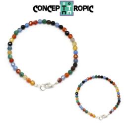  Bratara Agata Mixt Diametru 58 mm - Zodia Varsator - Rotunda Fatetata - 4x4 mm - 1 Buc