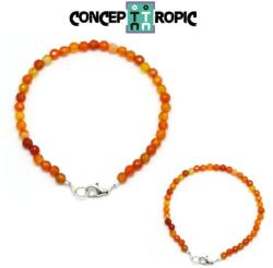  Bratara Carneol 58 mm - Zodia Berbec - Rotunda Fatetata - 4x4 mm - 1 Buc