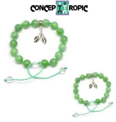  Bratara Calcit Lemurian Verde - Con Pin din Argint - Rotund - 8 x 8 mm - 1 Buc