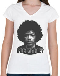 printfashion Bob Hendrix - Női V-nyakú póló - Fehér (5252127)