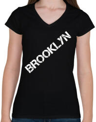 printfashion Brooklyn - Női V-nyakú póló - Fekete (4382109)