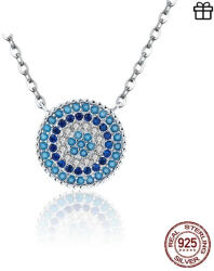 GALAS Colier cu lantisor din argint 925 Round Blue Crystal Lucky Blue Eyes (SCN099)