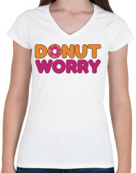 printfashion Donut-01 - Női V-nyakú póló - Fehér (5266997)