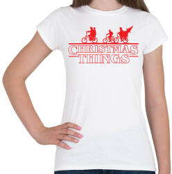printfashion Stranger Things Karácsony piros - Női póló - Fehér (5240924)