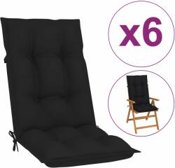 vidaXL Perne scaun cu spătar înalt, 6 buc. negru 120x50x7 cm textil (314256)